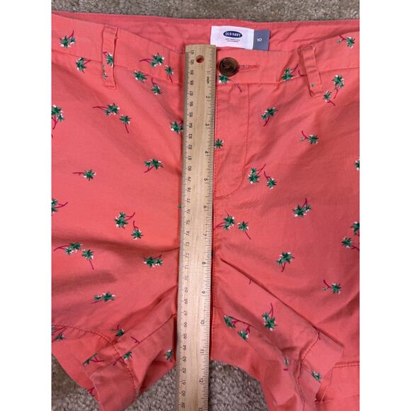 Old Navy Women's Coral Shorts With Palm Trees Size 10 Summer Tropical E388 - Picture 8 of 10